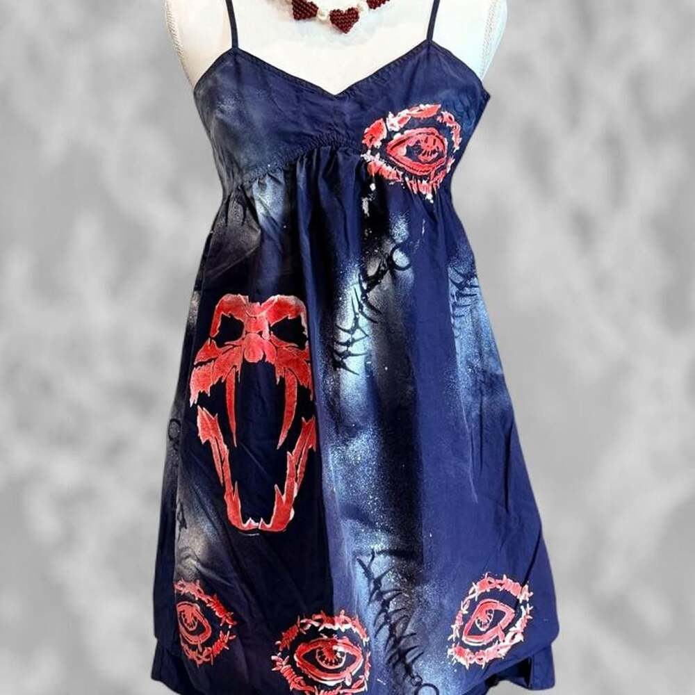Derek Lam 10 Crosby Reworked Graphic Mini Dress Size 4 Navy